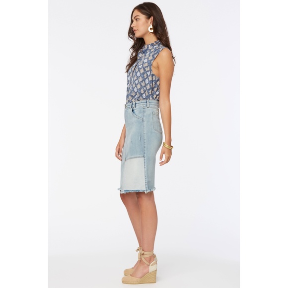NEW NYDJ Denim Skirt Destructed Radiance 12 - Picture 4 of 17
